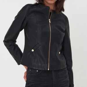 NWT Sinsay Outerwear Vegan Leather Black Moto Jacket Size XS